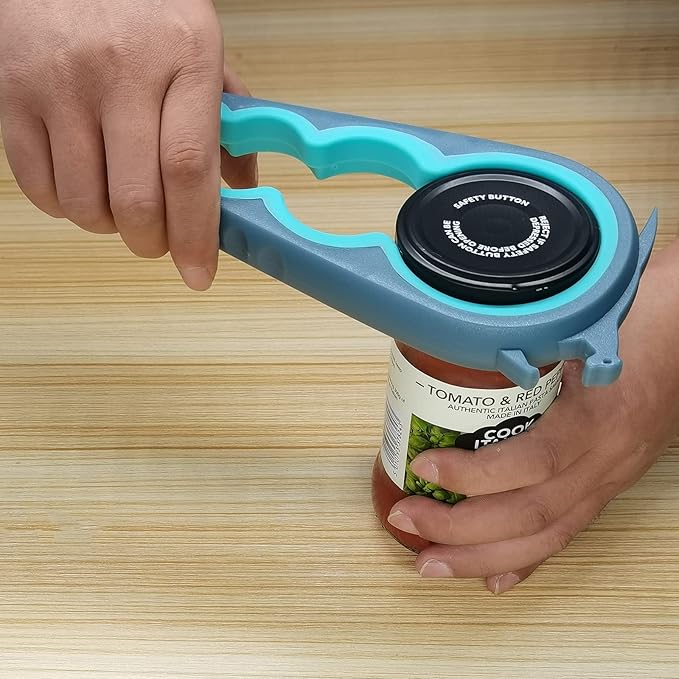 Otstar Jar Opener Bottle Opener and Can Opener for Weak hands, Seniors with Arthritis and Anyone with Low Strength, Mutil Jar Opener Get Lids Off Easily (Blue and Grey)