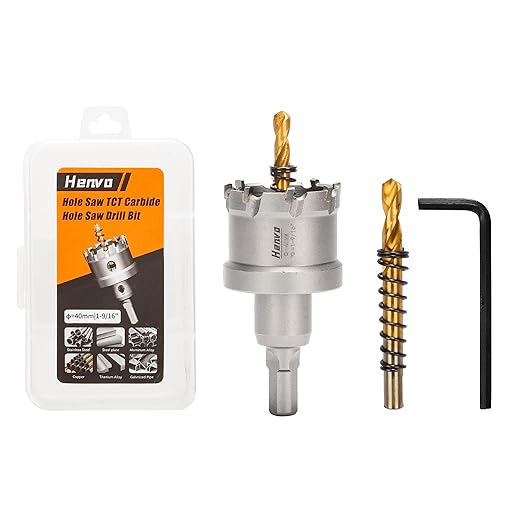 Hole Saw 1-9/16" (40mm) Heavy Duty Carbide with 2 Pilot Drill Bits - Metal Hole Cutter Cuts Stainless Steel, Iron, Copper, Brass, Plastic
