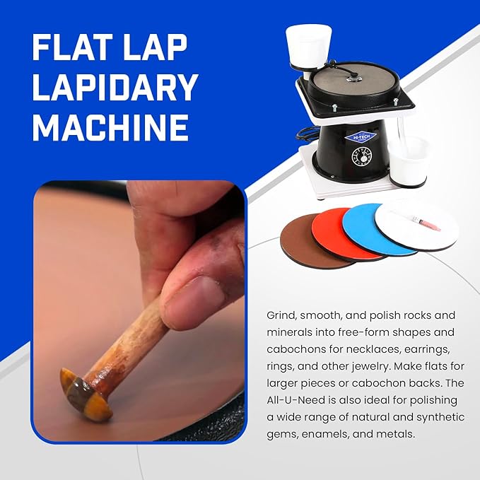 Hi-Tech Diamond 8" All-U-Need - Lapidary Equipment, Mineral & Stone Rock Shaping, Stone Grinder, Shaper w/ Variable Speed Motor & Polishing Machine Tool, Includes Mineral Rock Polishing Kit
