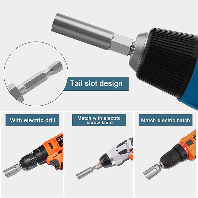 (2 Pack 2 Size 9mm,16mm)1/4"hex shank nut driver power wing nut drill bit socket tool drive kit, slotted wing nut drill sleeve wrench wrench kit, panel nut screw eye C-shaped hook bolt