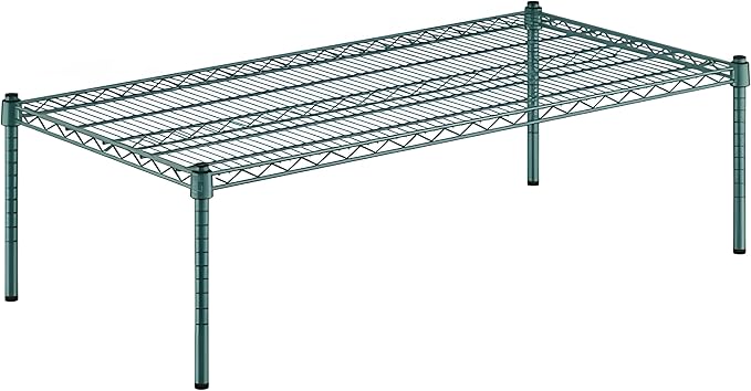 24" x 48" x 14" Green Epoxy Wire Storage Shelf, Dunnage Rack, Commercial 1 Tier Small Shelf