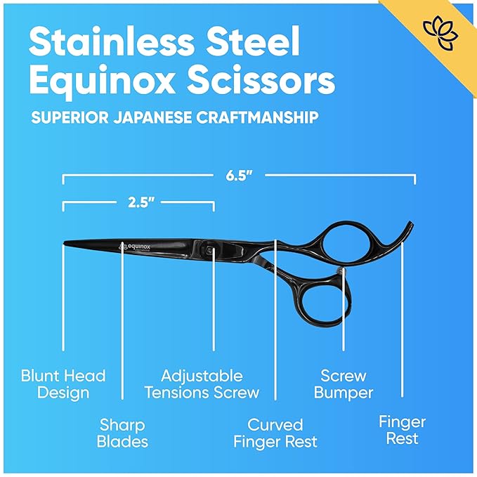Equinox Razor Edge Series Professional Hair Scissors - 6.5占?Premium Japanese Stainless Steel Hair Cutting Scissors, Hair Shears, Hair Razors for Hair Cutting, Barber Accessories & Hair Salon Supplies