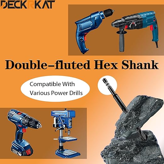 DECKRKAT 10-Piece 5/32" Carbide Masonry Drill Bits for Concrete, Brick, Tile - Black Hex Shank Set w/Heavy-Duty Case, Quick Change Fit Drill Driver