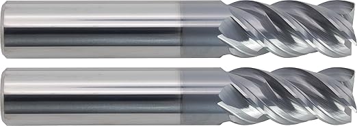 CME 2 pcs High-Efficiency Micrograin Carbide End Mills with Double Groove, Square Nose, TiAlN Coated, 1/2" Mill Diameter, 1" Length of Cut, 3" Overall Length, 4 Flute, Center Cutting