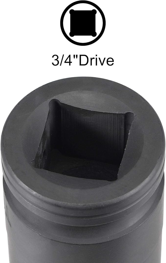 uxcell 3/4-Inch Drive 26mm 12-Point Impact Socket, CR-MO Steel 56mm Length, Standard Metric Sizes