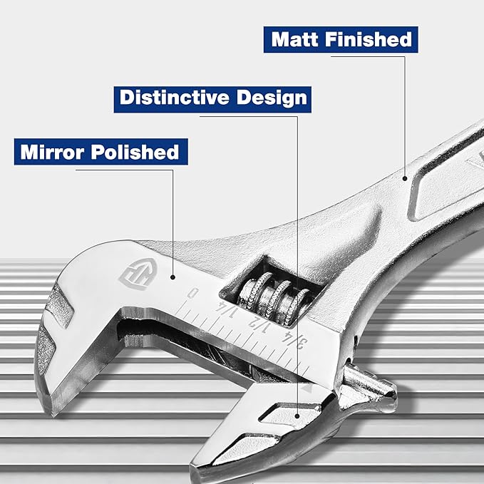 WORKPRO Adjustable Wrench, 6-inch Heavy Duty Spanner with Inch/Metric Scale, Premium Cr-V Steel, Chrome Plated