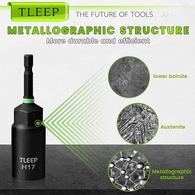 Deep Nut Driver Set for Impact Drill w/Wing Nut Driver Bit, Sae/Metric 80MM Deep Nut Driver Bits, 1/4" Quick Change, 8mm 10mm 13mm 9/16”(14mm) 5/8”(16mm) 17mm 3/4”(19mm) 5/16” 3/8” 7/16” 1/2”