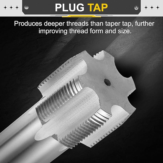 uxcell Hand Plug Tap M52 x 2.5 H2 Metric Thread Plug Style Taps Straight Flute Screw Tapping Threading Tool High Speed Steel HSS6542