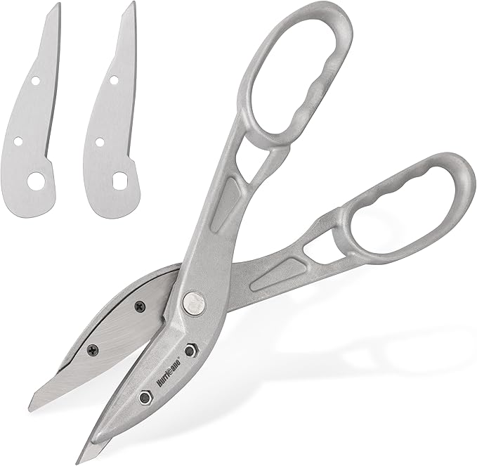 HURRICANE 12 Inch Aluminum Tin Snips with Replaceable Blades. Straight Cut Metal Shears for HVAC, Sheet Metal & Vinyl Siding. Lightweight Aluminum Metal Cutter with Large Glove-Friendly Handles
