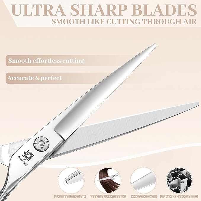 Dream Reach Hair Cutting Scissors Professional Barber Shears, 6.0 inch Hairdressing Regular Scissor Salon Razor Edge Hair Cutting Shear Japanese 440C Stainless Steel