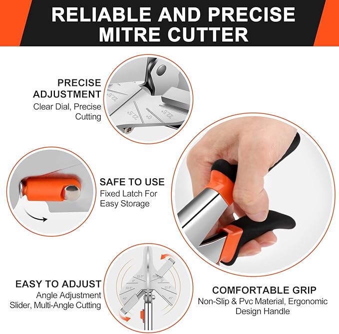 22.5-45 Degree Miter Shears For Angular Cutting Molding Wood Crafting, Miter Shears for Wood Trim Crafting Adjustable Handheld Tool Angle Cutter