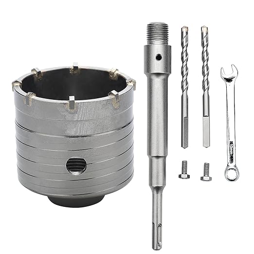 2-3/8 inch / 60mm Concrete Hole Saw with SDS Plus Shank Connecting Rod, 6.3mm Tungsten Carbide Tip for Concrete Cement Brick Wall