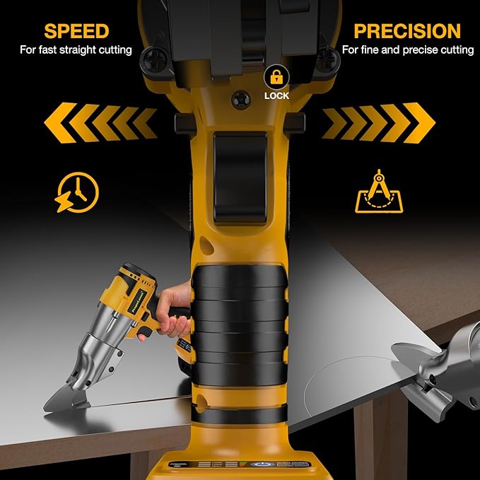 Cordless Metal Shears for Dewalt 20V Max - 14GA Steel Metal Cutter, 360째 Pivoting Head, 400Nm Torque Cutting Stainless Sheet, Iron, Carpet, Leather, Cardboard(NO Battery)