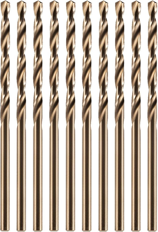 amoolo 5/64" inch Cobalt Drill Bits(10Pcs), M35 HSS Metal Jobber Length Twist Drill Bit Set for Hard Metal, Stainless Steel