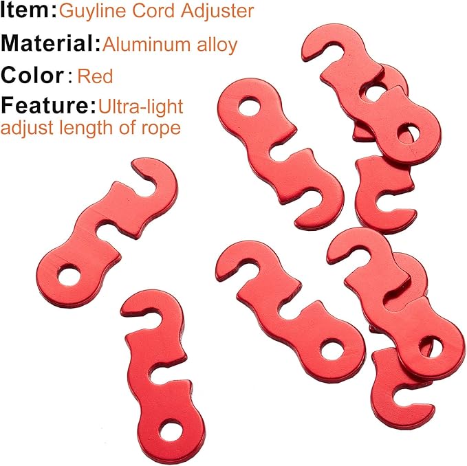 SATINIOR Guyline Tensioner Aluminum Alloy Tent Cord Paracord Tensioner Guy Line Rope Adjusters Cord Tighteners for Outdoor Tent Camping Hiking Accessories