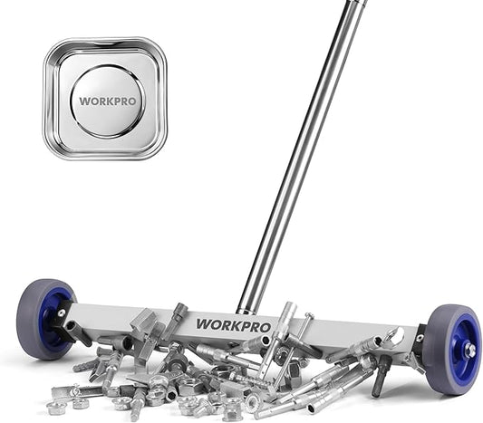 WORKPRO Magnetic Pickup Tool, 17" Magnetic Sweeper with Telescoping Adjustable Handle, 8.8 LBS Magnetic Capacity, Heavy Duty Nail Pickup Tool for Yard, Garage & Workshop Cleanup