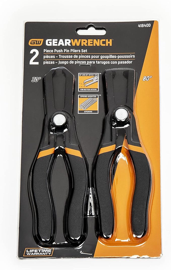 GEARWRENCH 2 Pc. 30째 & 80째 Push Pin Plier Set - 41840D