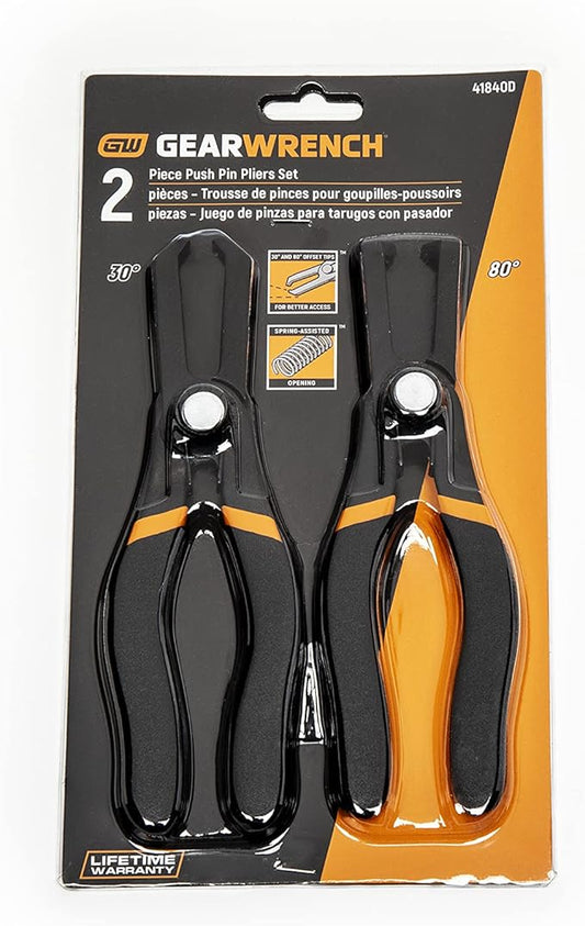 GEARWRENCH 2 Pc. 30째 & 80째 Push Pin Plier Set - 41840D