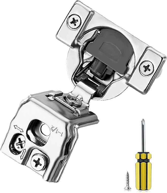 Ravinte 50 Pack 25 Pair 1-1/2 inch Overlay Cabinet Hinges Kitchen Soft Close Hidden Door for Kitchen Cabinet Stainless Steel Adjustable Hinges Satin Nickel Hardware