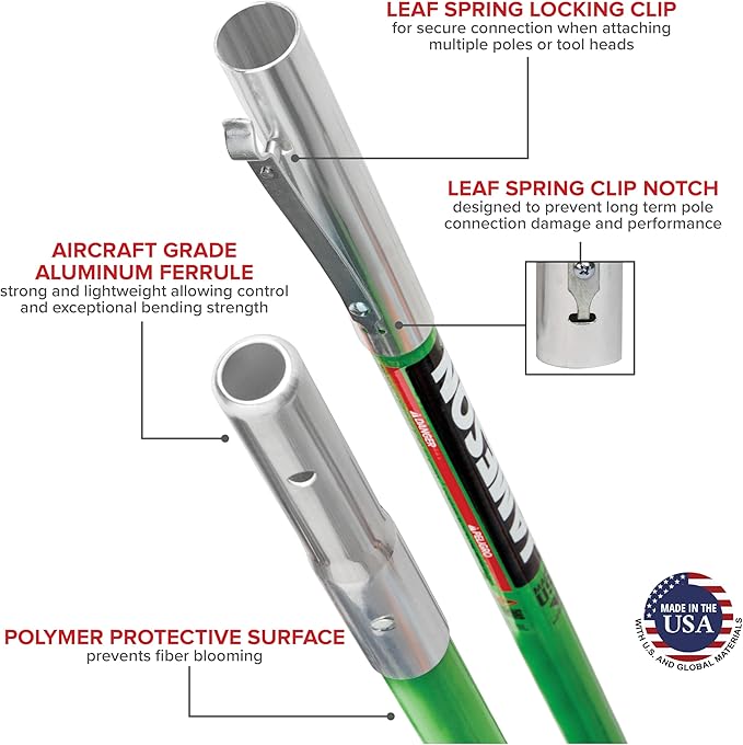 Jameson LS-Series Hollow Core Landscaping Tree Trimming Kit | 16??Barracuda Saw Blade | 18-Foot Reach | Fiberglass Poles with Leaf Spring Locking Buttons | Tree Pruning & Trimming Tool