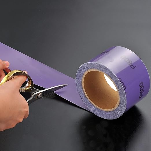 MAXMAN 400 Grit Sandpaper Roll, PSA Purple Film Ceramic Longboard Sand Paper, 2-3/4" Wide Continuous 20 Yard Long Continuous Roll, Self Adhesive Stickyback for Auto, Wood, Metal, Hand Sanding Blocks