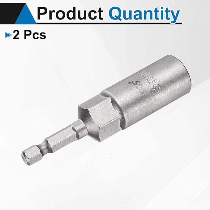 HARFINGTON 2pcs Nut Driver Drill Bit 13mm Metric Socket 1/4" Hex Shank 3.15" (80mm) Long 6-Point Sockets Quick Change CR-V Steel Bolt Setters for Power Drill Drivers