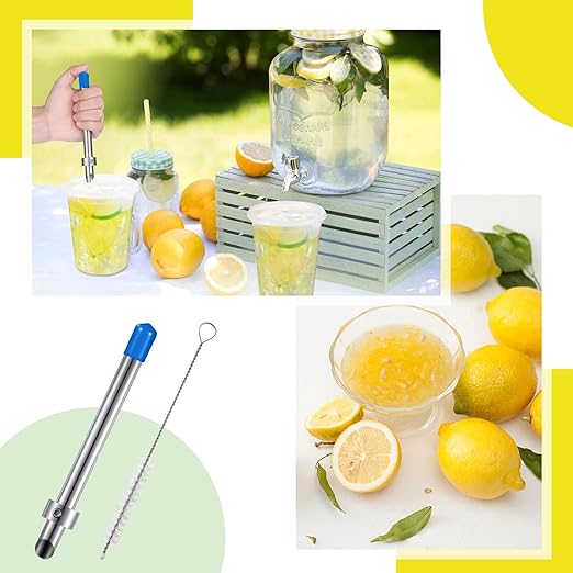 Lasnten 1 Pack Straw Puncher for Plastic Lids Lemonade Cups, Stainless Steel Straw Hole Puncher Punching Tools for Cafe Drinks Deli Container Fresh Squeezed Lemonade Stand Supplies(6.3 Inch,Blue)