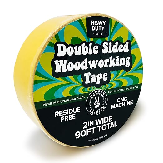 HIPPIE CRAFTER Double Sided Tape for Woodworking, 2 Inch Wide Heavy Duty Woodworking Tape for CNC Machines and Routing Templates, Removable & Strong, 90 Feet Long