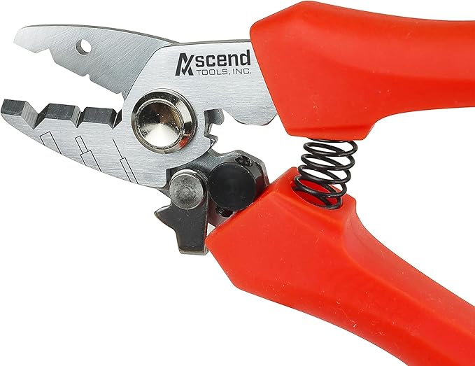 Ascend Tools 5.5 inch Three Hole Fiber Optic Stripper for Cable Splicing, Cable Preparation, Stripping Jacket, Buffer and Cladding from Fiber Core