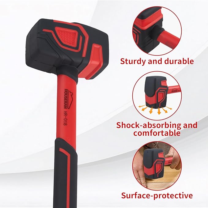 3 Piece Hammer Set, 14" Camping Axe, 400g Engineer Hammer, 20oz Rubber Mallet, Hammers Tools, Large Hammer, Suitable for Home Renovation, Woodworking, Construction, DIY