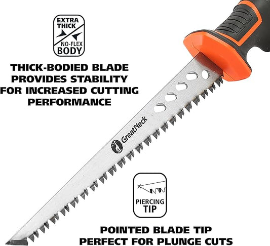 GreatNeck 74026 Rasping Jab Saw, Drywall Cutter, Ergonomic Handle, 8 TPI