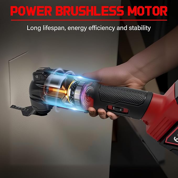 Oscillating Multi Tools for Milwaukee 18V Battery, Multi-Use Grinding Tool, 4째Oscillation Angle, 6 Variable Speeds, Quick-fit Blade Design with 22pcs Accessories for Cutting, Sanding, Scraping
