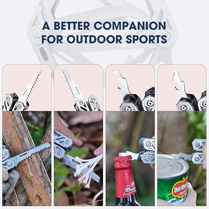 Christmas Gifts for Men Him Dad, BIBURY Multitool with Pocket Knife, 21-in-1 Stainless Steel Pliers with Screwdriver, Safety Locking Multi tools with EDC Knife for Survival, Camping, Fishing, Repair