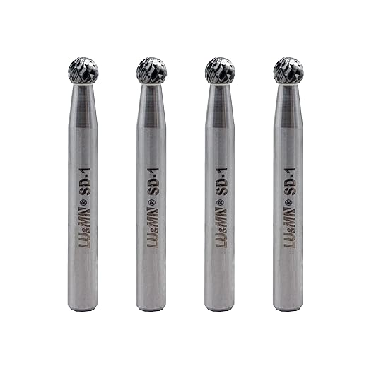 SD-1 Tungsten Carbide Burr Ball Shape Double Cut Rotary Burrs File, Used for metalwork, Tool Making, Engineering, Grinding, 4pcs by LU&MN