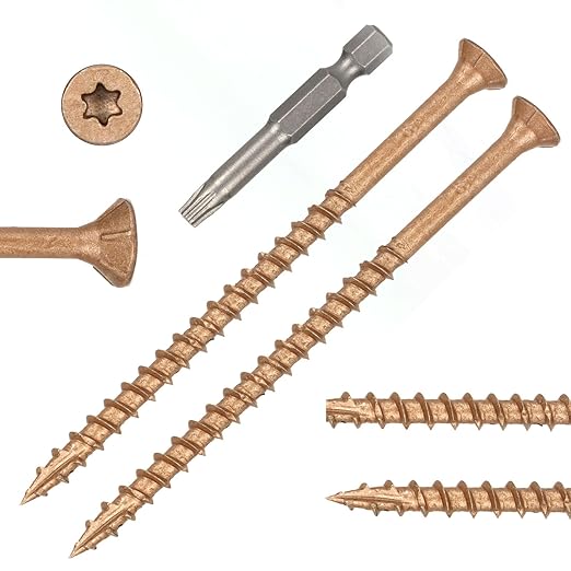 Wood Screws #10 x 3-1/2?쇺? T25 Star Torx Drive Flat Head Deck Screws, Brown, 58Pcs (1lb)