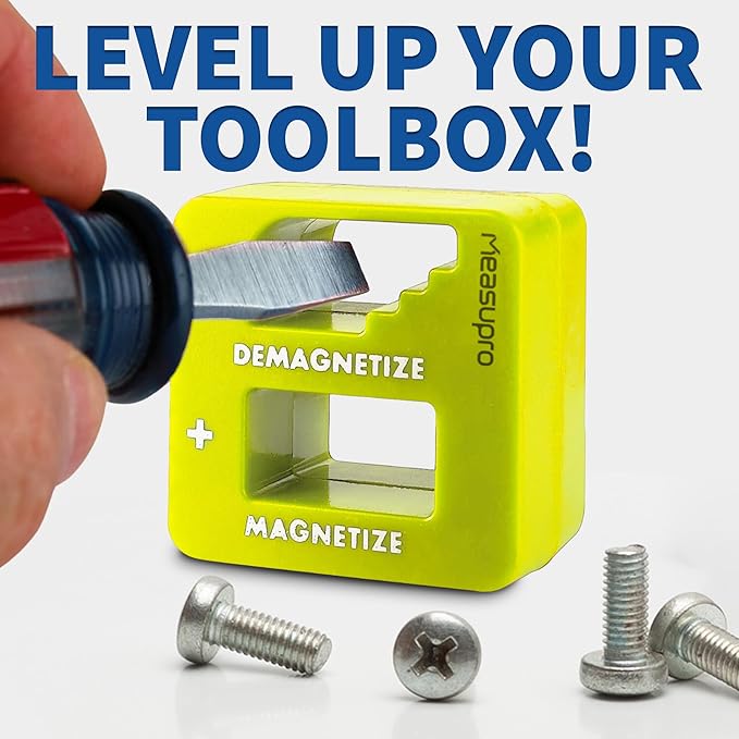 Demagnetizer and Magnetizer for Screwdrivers Tips, Bits, and Small Tools, Large or Big Screws, Drills, Drill Bits, Sockets, Nuts, Bolts, Nails and Precision Construction Tools - Yellow