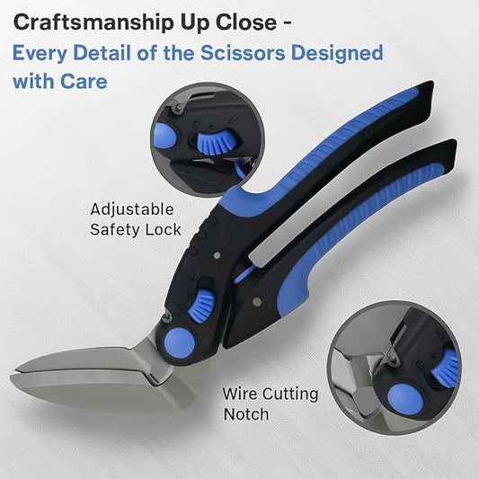 10In Multipurpose Heavy Duty Scissors竊똗tility Industrial Scissors- Stainless Steel with Serrated Blade, Perfect for Thick Fabrics, Leather, Cardboard, Wood, Carpets and Industrial Shears