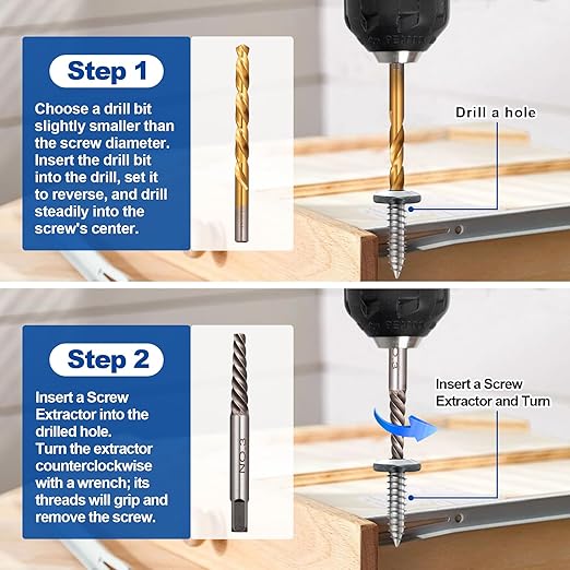 Toolwiz Easy Out Screw Extractor Set ??14PCS Broken Bolt Extractor Kit with HSS Left Handed Drill Bits for Removing Stripped Screws, Broken Bolts, Damaged Nuts Easy Out Set with Canvas Bag