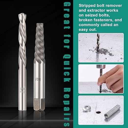 COMOWARE 10pcs Screw Extractor & Left Hand Drill Bit Set, HSS M2, 118째 Split Point, 5pcs Left Handed Drill Bits (5/64" - 19/64") & 5pcs Easy Out Screw Extractor Set (#1 - #5), with Index Case