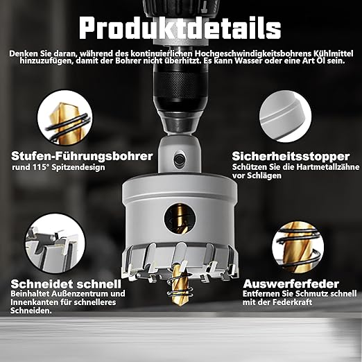 GSTK Upgrade Heavy Duty Carbide Hole Saw 14 Pcs,Metal Steel Hole Saw Drill Bit,TCT Hole Cutter,Alloy Hardness Upgrade, with 2*Extra Titanium Plated Pilot Center Drill and 2*L-Wrench