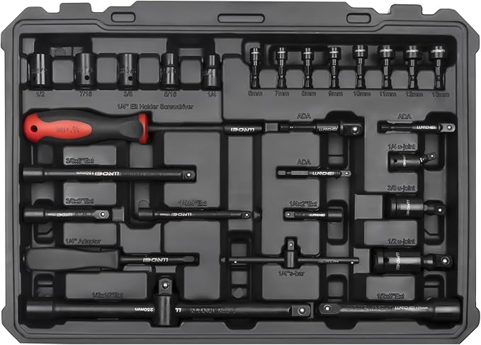 LLNDEI Mechanics Tool Set and Socket Set, 1/4" 3/8" 1/2" Drive Deep and Standard Sockets 12 Point, 390 Pcs SAE and Metric Mechanic Tool Kit with Bits, Combination Wrench