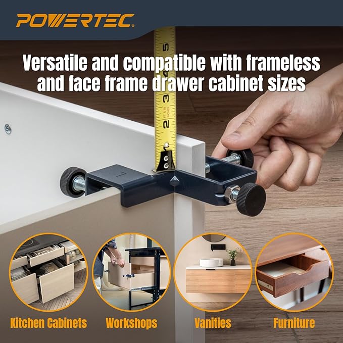 POWERTEC Drawer Front Installation Clamps, Adjustable Cabinet Face Clamp Set, Quick Mounting & Alignment Tool for Woodworking, 4 Pack - 71181-P2