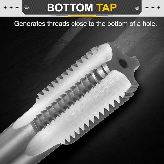 uxcell Hand Bottom Tap 1"-8 BSW 2B Thread Bottoming Style Threading Taps High Speed Steel HSS6542 Straight Flutes Screw Tapping Tool