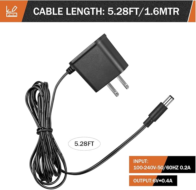 6V AC Power Adapter Charger Cord Only Compatible with Worx WX082L 4V ZipSnip Cordless Electric Scissors-5.28Ft/1.6Mtr UL Listed Charging Cable with Power Adapter