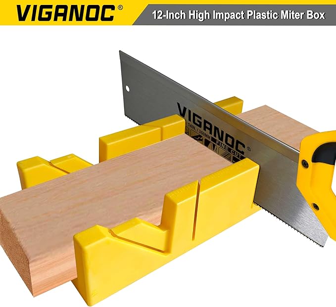 12-Inch High Impact Plastic Miter Box, 3 Way Action Hacksaw Miter Box for Woodworking, DIY, Home Decoration