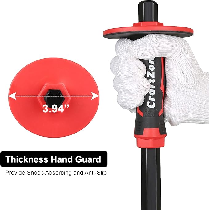 Masonry Chisel, Heavy Duty Flat End Rock Concrete Mortar Stone Brick Chisel with Protective Hand Guard for Breaking Carving Splitting Cutting Mason Tools (12-Inch)