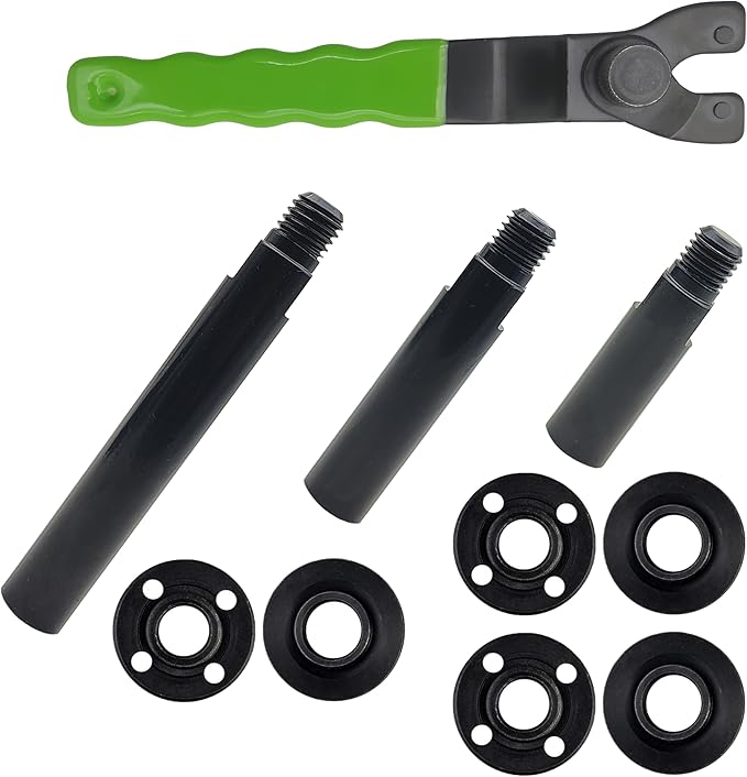 5/8"-11 Angle Grinder Extension Shaft Connecting Rod with Grinder Adjustable Spanner Wrench Flange Nut kit Car Polisher Airway Buff Extender Rotary Extension Kit (Normal Black 3" & 4" & 5.5")