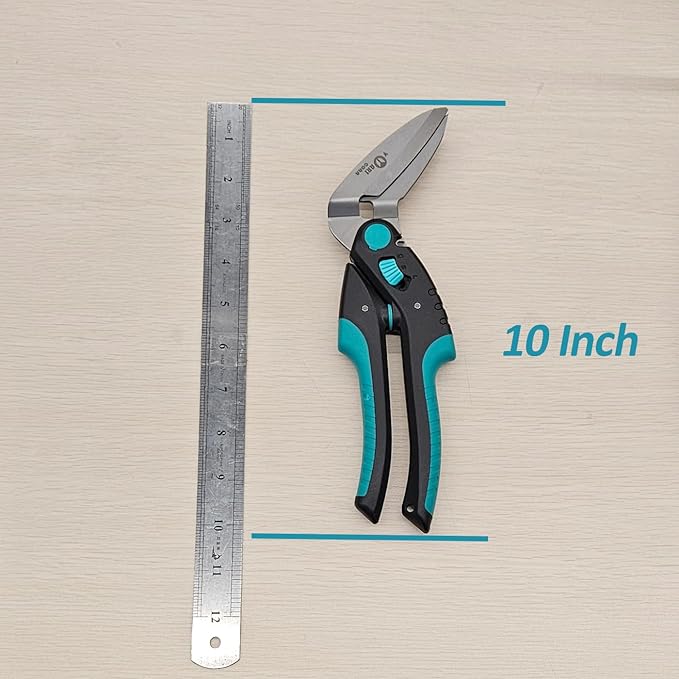 10 inch Heavy Duty Scissors, Multipurpose, Stainless Steel, Serrated Blade, Industrial Shears for Carpet, Cardboard and Recycle, Soft Grip, Easy Cutting Thick Paper, Leather, Sewing Fabric