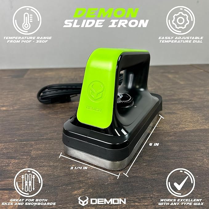 DEMON UNITED USA Gold Edition Ski & Snowboard Tuning Kit, Demon Hyper Wax, Ski Hot Wax Iron, 3 Pack Buff Pads, Edge Tuner, Nylon Brush, & More!