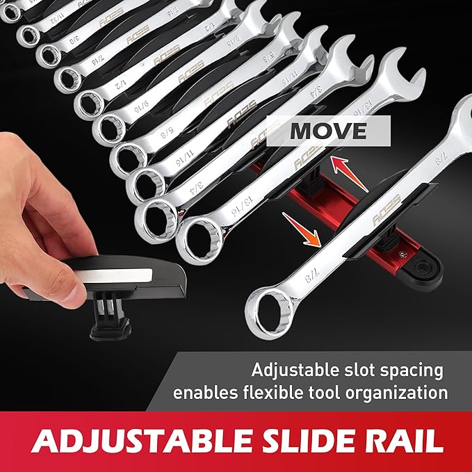 SEDY 14-Slot Magnetic Wrench Organizer Holder - Heavy-Duty Wrenchs Rack, Detachable Wrench Storage, Wall-Mounted Portable Tool Organizer for Toolbox Drawer Garages Workshops
